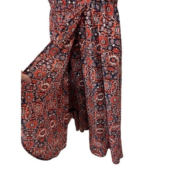 Athleta XS Sleeveless Red & Navy‎ Geometric Print Dress With Tie-Back - Picture 8 of 13